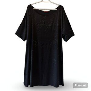 90s Black Sequin Shift Claire France Party Dress – Made in Canada – 2X
